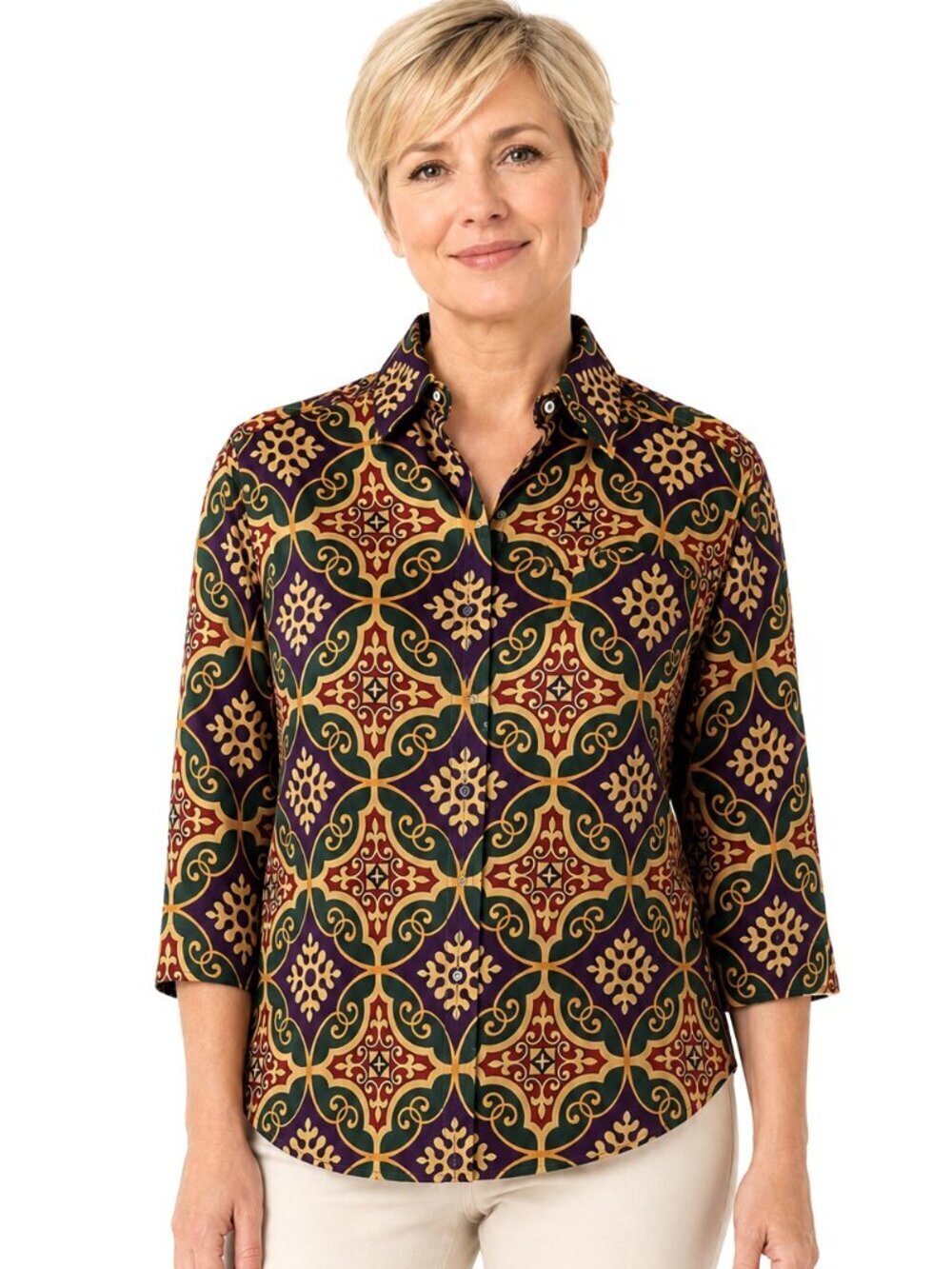 Vintage Timney Fowler Go Silk Mardi Gras Silk Blouse